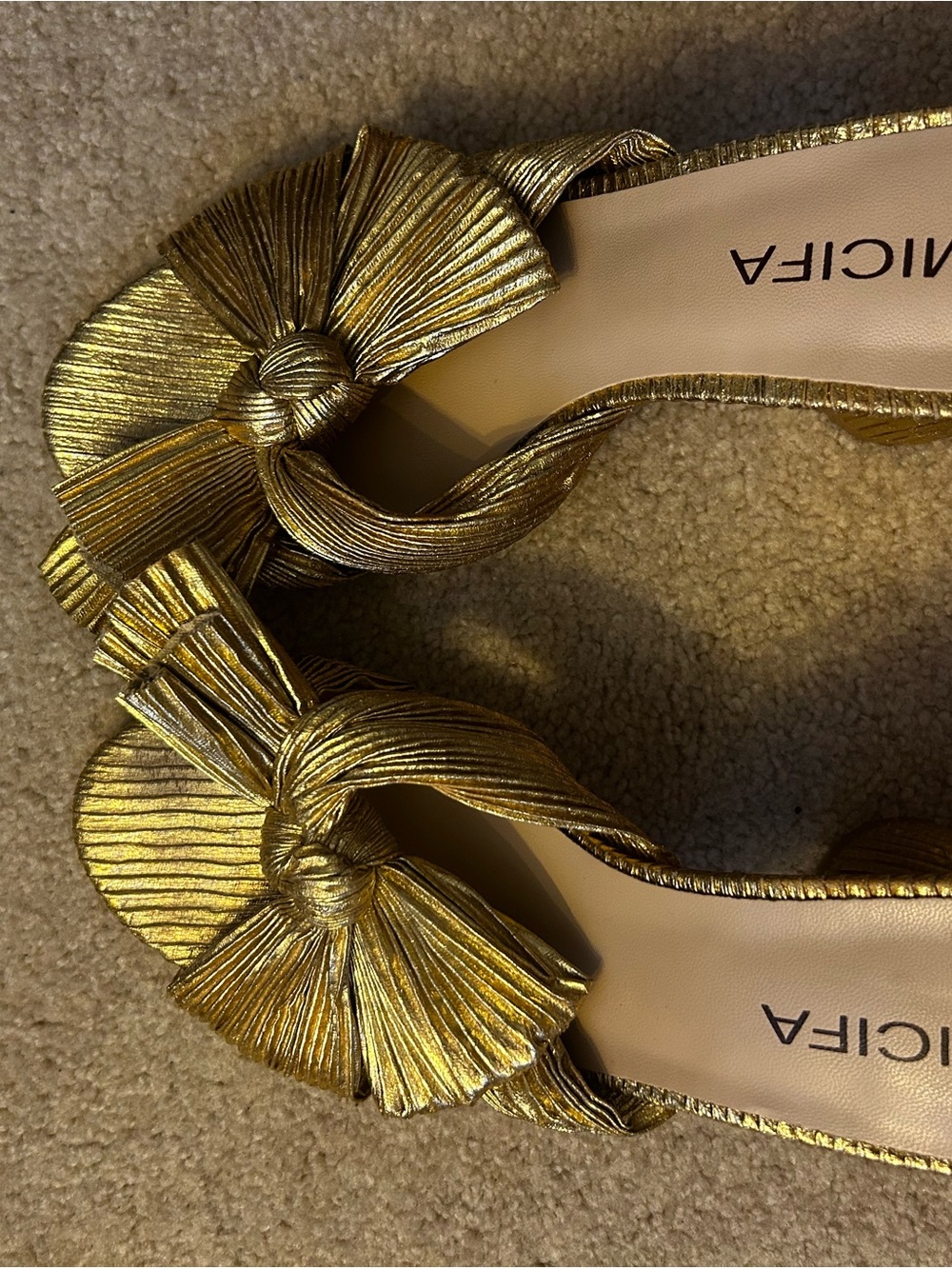 Metallic Gold Bow Women's Heels